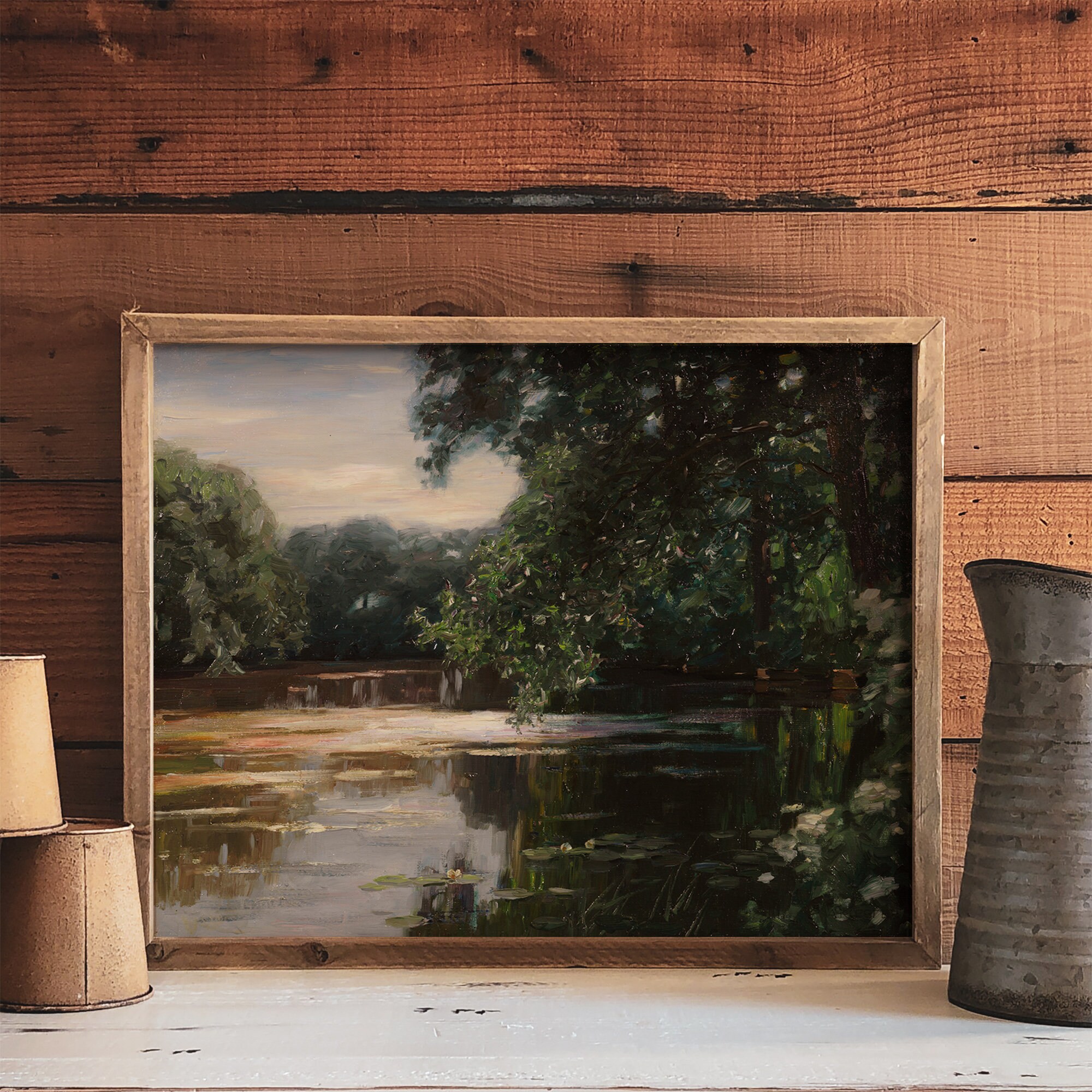 Vintage Oil Painting / Spring Landscape Painting / Cottage Decor Art ...