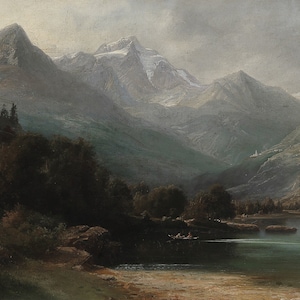 Moody Mountain Landscape Painting / Dark Vintage Art Print / Digital PRINTABLE / #302 image 4