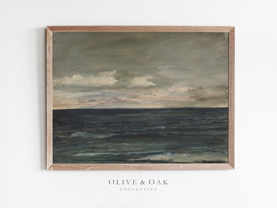 Vintage Seascape Painting / Coastal Beach House Decor / Simple artwork PRINTABLE / #30