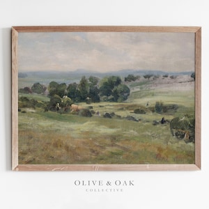 Soft Landscape Painting / Spring Wall Art / Vintage Landscape Art Print / Oil Painting Print / PRINTABLE Artwork / #559