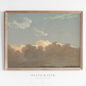 Cloudy Sky Painting / Pastel Clouds Artwork / Nursery Wall Art / Soft Nursery Decor / #520