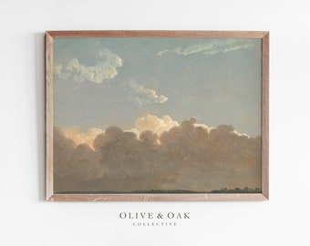 Cloudy Sky Painting / Pastel Clouds Artwork / Nursery Wall Art / Soft Nursery Decor / #520