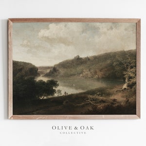Rustic Landscape Print / Antique Lake Painting / Vintage Decor PRINTABLE / #310