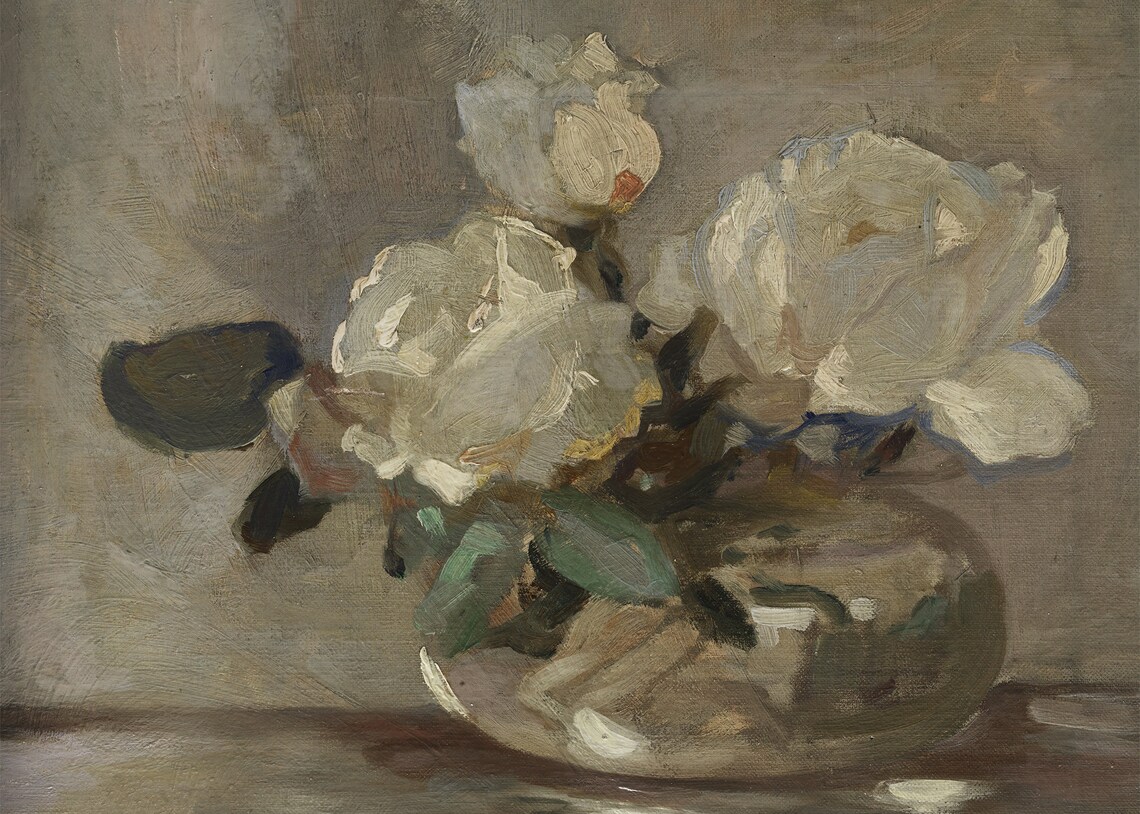 Neutral Roses Painting / Vintage Flower Print / Antique - Etsy