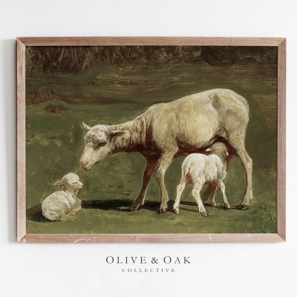 Spring Lamb Painting / Sheep Painting PRINTABLE / Farmhouse Nursery Decor / #459