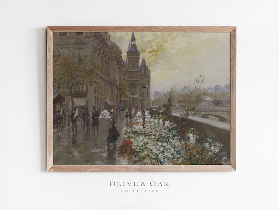 Paris Cityscape Painting PRINTABLE / Vintage French Decor Downloadable Print / #170