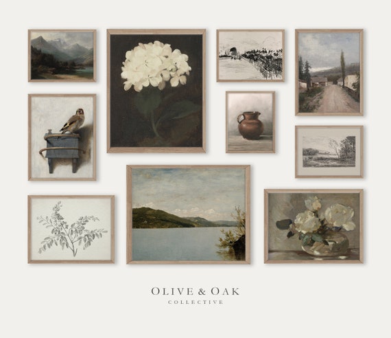 Moody Vintage Art Set / Gallery Wall Set / French Country Decor / Downloadable Art Prints / Set of Prints / G55