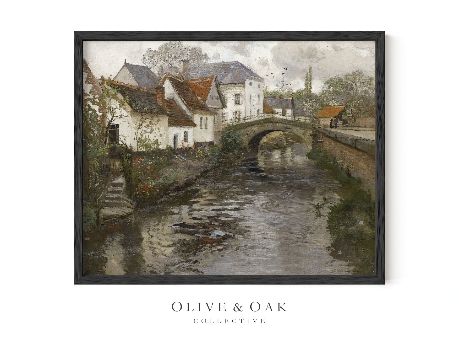 Rustic City Background Rustic City Print / Antique Village Painting PRINTED or FRAMED / #301-m ...