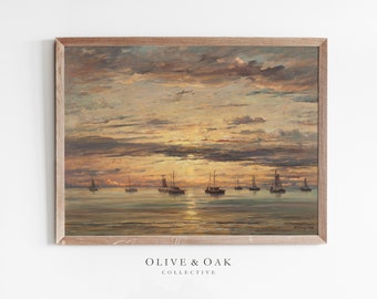 Antique Seascape Digital Print / Vintage Ocean Painting PRINTABLE / #23