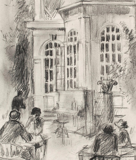 フランス　ヴィンテージ　絵 ヴィンテージ パリの街並みスケッチ アート / アンティーク