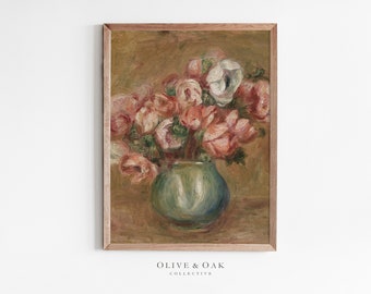 Vintage Flower Print / Roses Oil Painting PRINTABLE / French Country Decor / #166