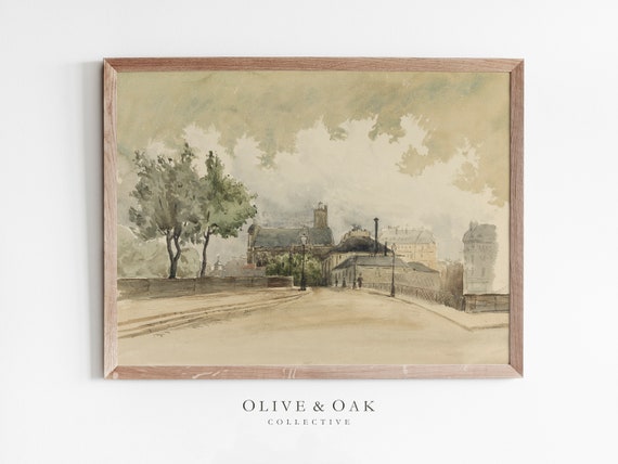 Paris Cityscape Painting / Neutral Landscape Print / European Art PRINTABLE / #392