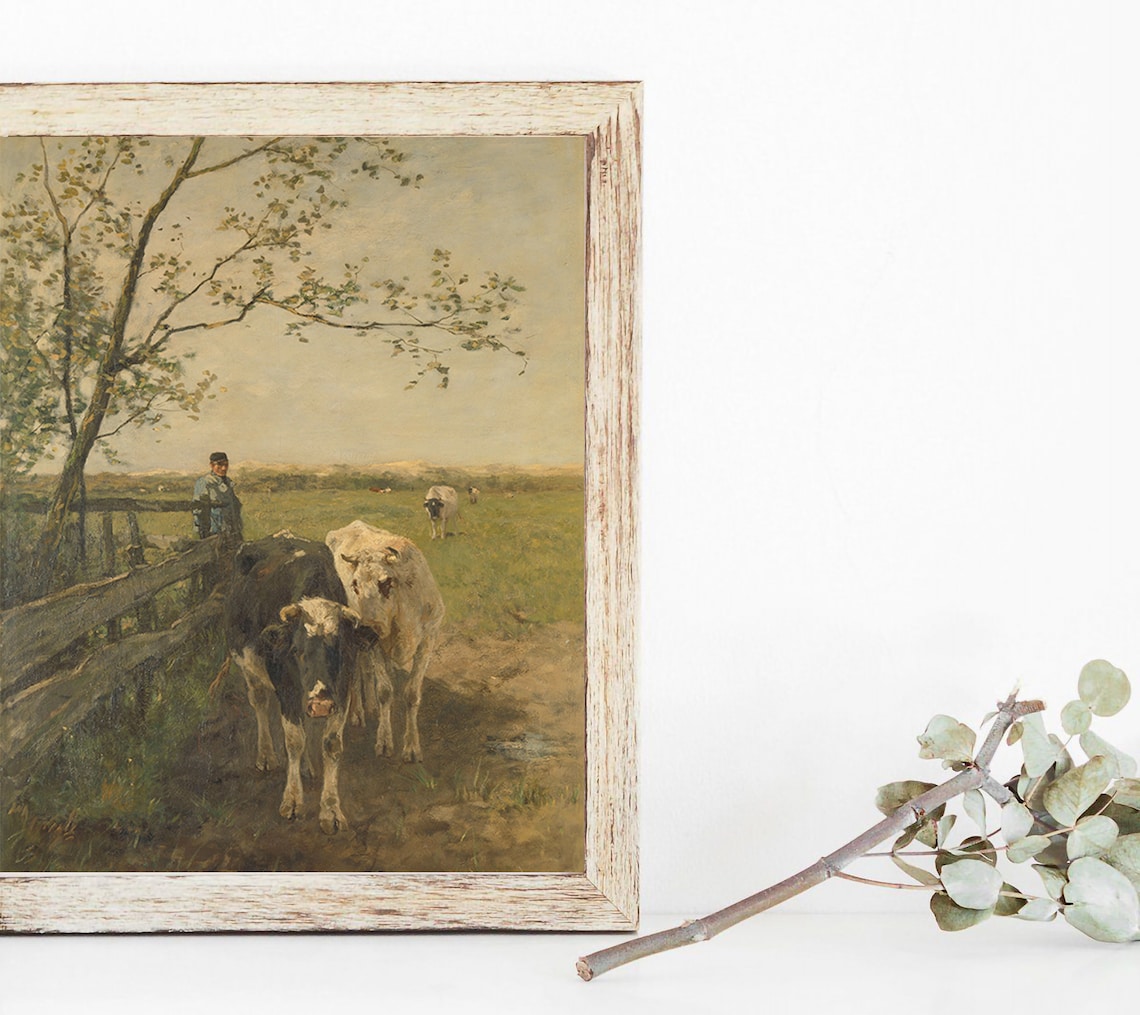 Vintage Farmhouse Landscape Print / Digital PRINTABLE / | Etsy