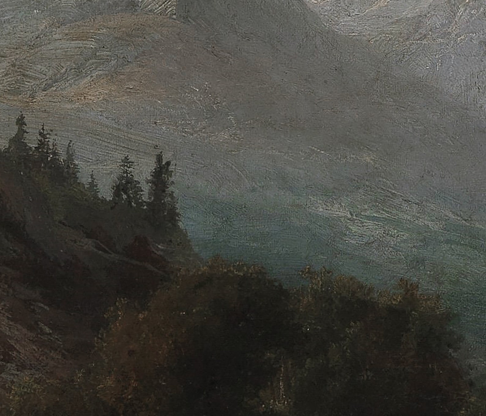 Moody Mountain Landscape Painting / Dark Vintage Art Print / Etsy
