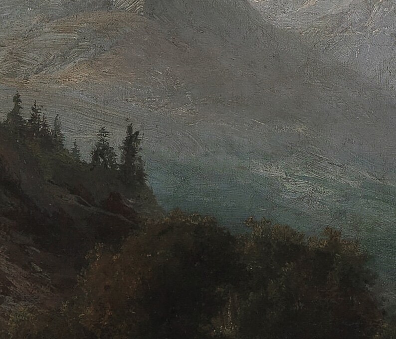 Moody Mountain Landscape Painting / Dark Vintage Art Print / Digital PRINTABLE / #302 image 7