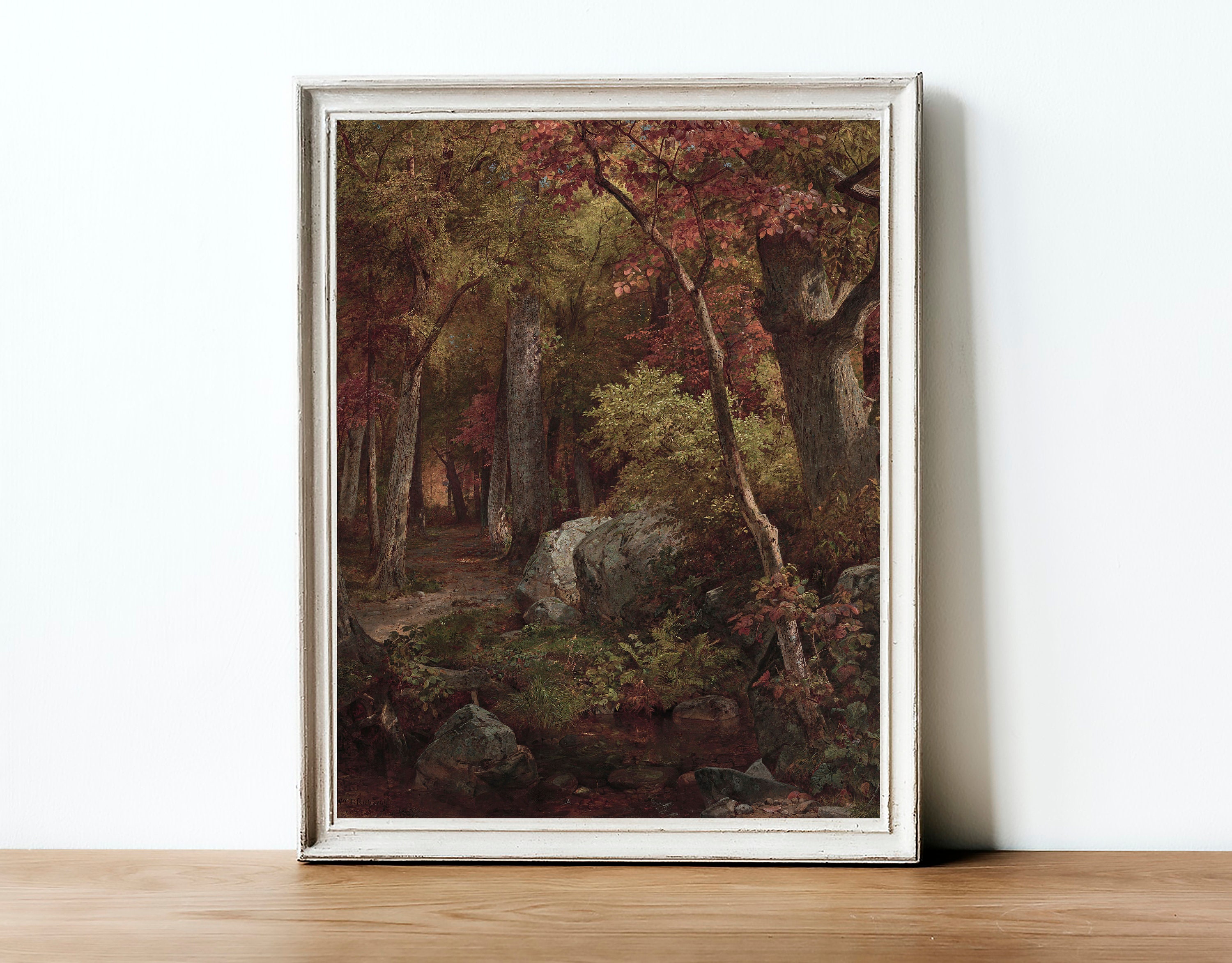Autumn Forest Landscape Vintage Print / Fall Rustic Forest - Etsy