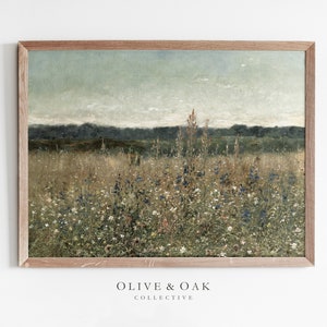Wildflower Landscape Painting / Cottage Decor Art Print / Vintage Prints / PRINTABLE Wall Art / #578
