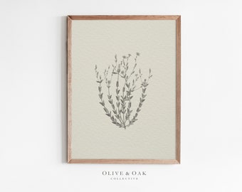 Neutral Botanical Drawing / Vintage Flower Sketch / Farmhouse Decor PRINTABLE / #441