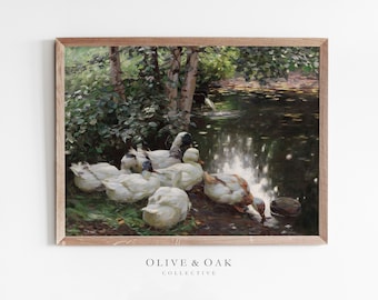 Land Decor Art Print/Eend schilderij/Lente landschap print/kwekerij decor afdrukbare/#463