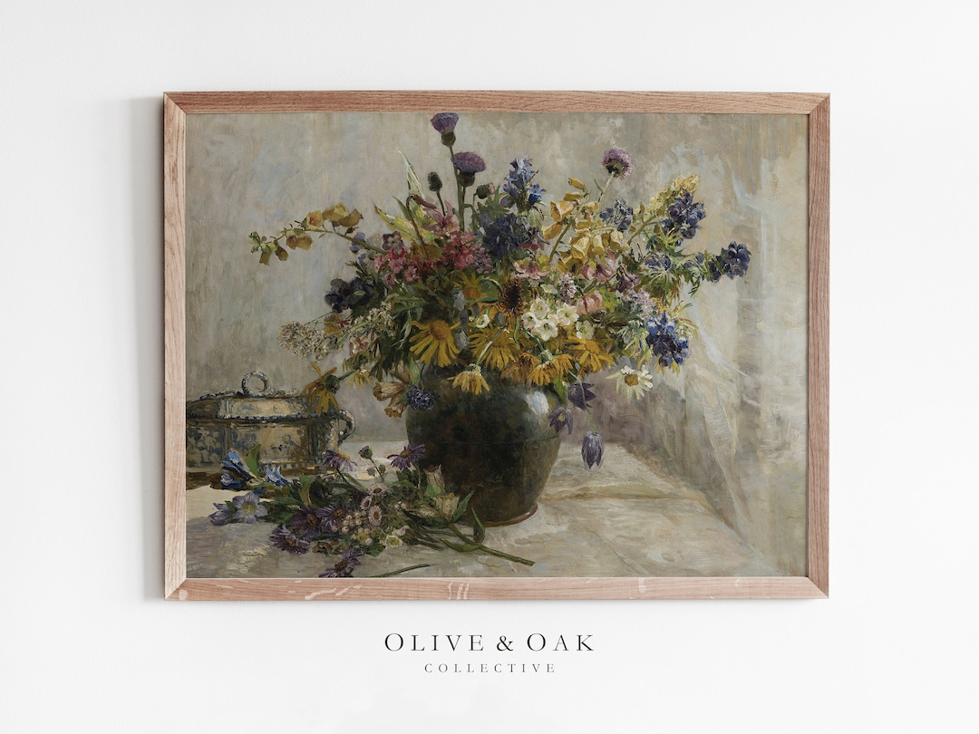 Wildflower Vase Painting / Victorian Wall Art / Vintage Art PRINTABLE ...