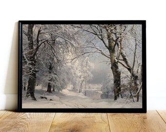 冬の風景雪の絵画 / 自然アートプリント / ダウンロード可能な印刷可能