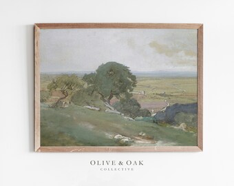 Landscape Art Print / Vintage PRINTABLE Country Landscape Painting / #103