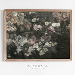 Moody Vintage Floral Print / Rose Garden Oil Painting PRINTABLE / #43