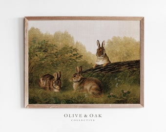 Arte de pared de vivero de campo / Decoración de granja IMPRIMIBLE Pintura de conejito / #472