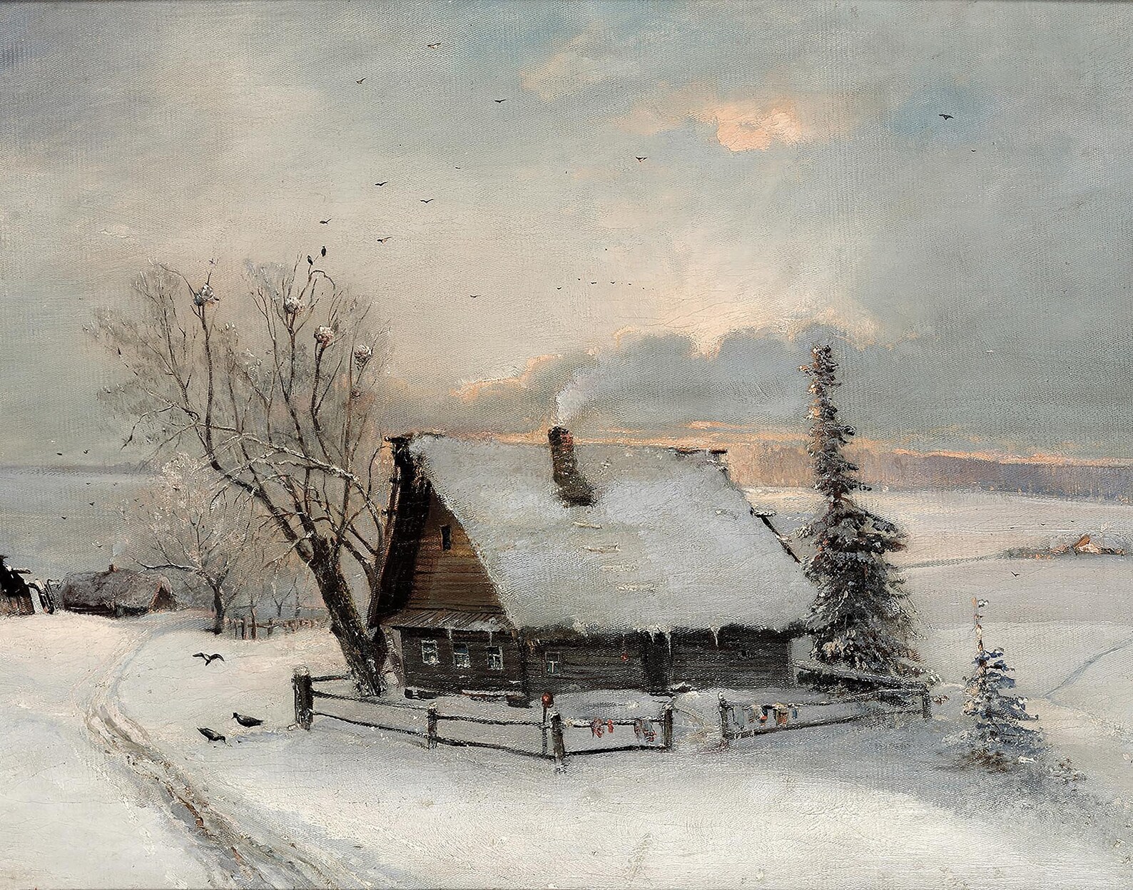 Winter Country Landscape / Vintage Snowy Cabin Painting - Etsy