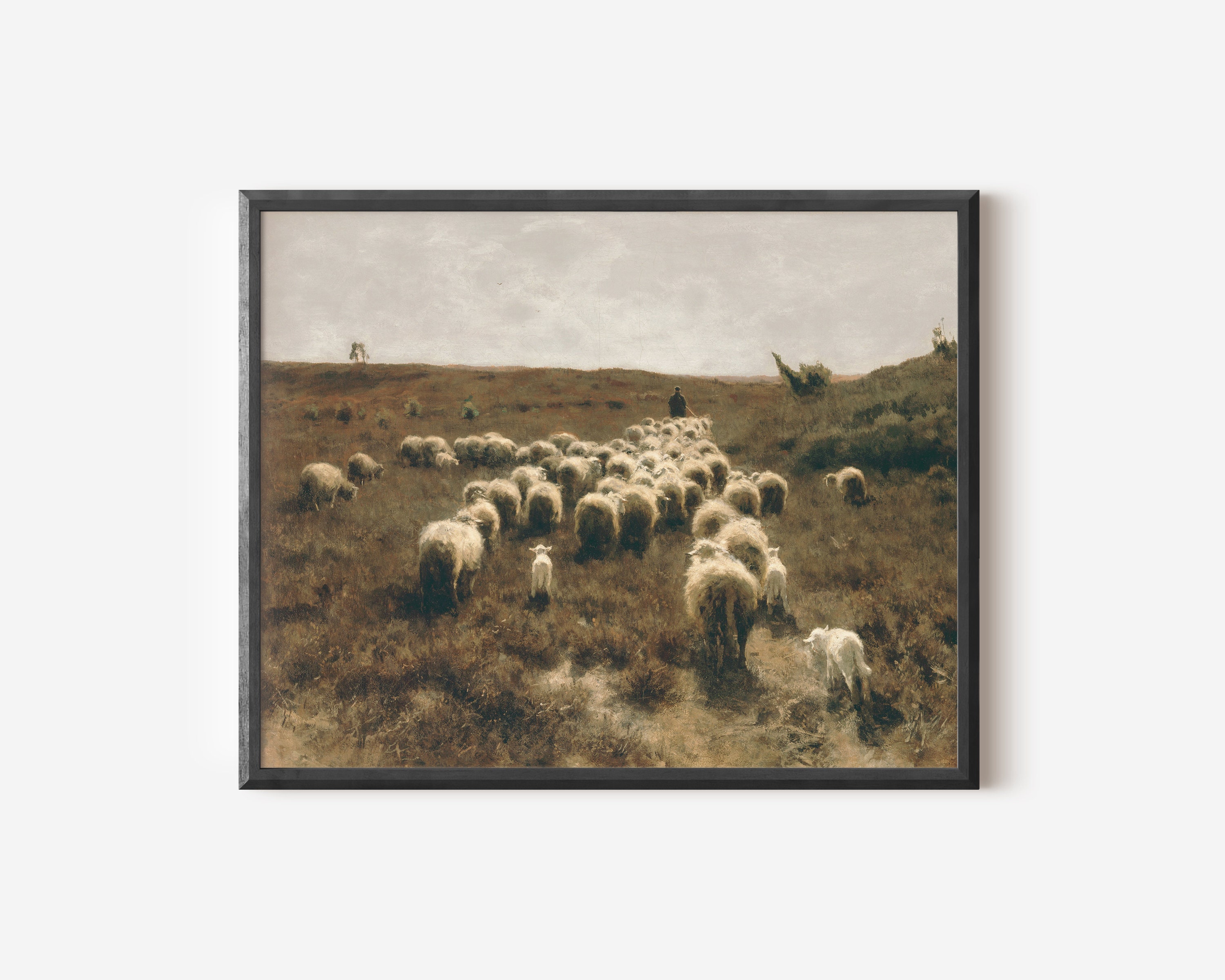Modern Farmhouse Wall Art / Sheep Painting / Neutral Landscape Painting ...