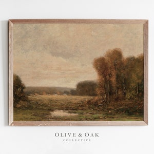 Vintage Fall Landscape Painting / Farmhouse Autumn Painting PRINTABLE WALL ART / #194