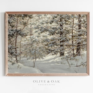 Winter Wall Art / Snowy Landscape Painting / Snow Trees Painting / Cozy Decor Art Prints / #506