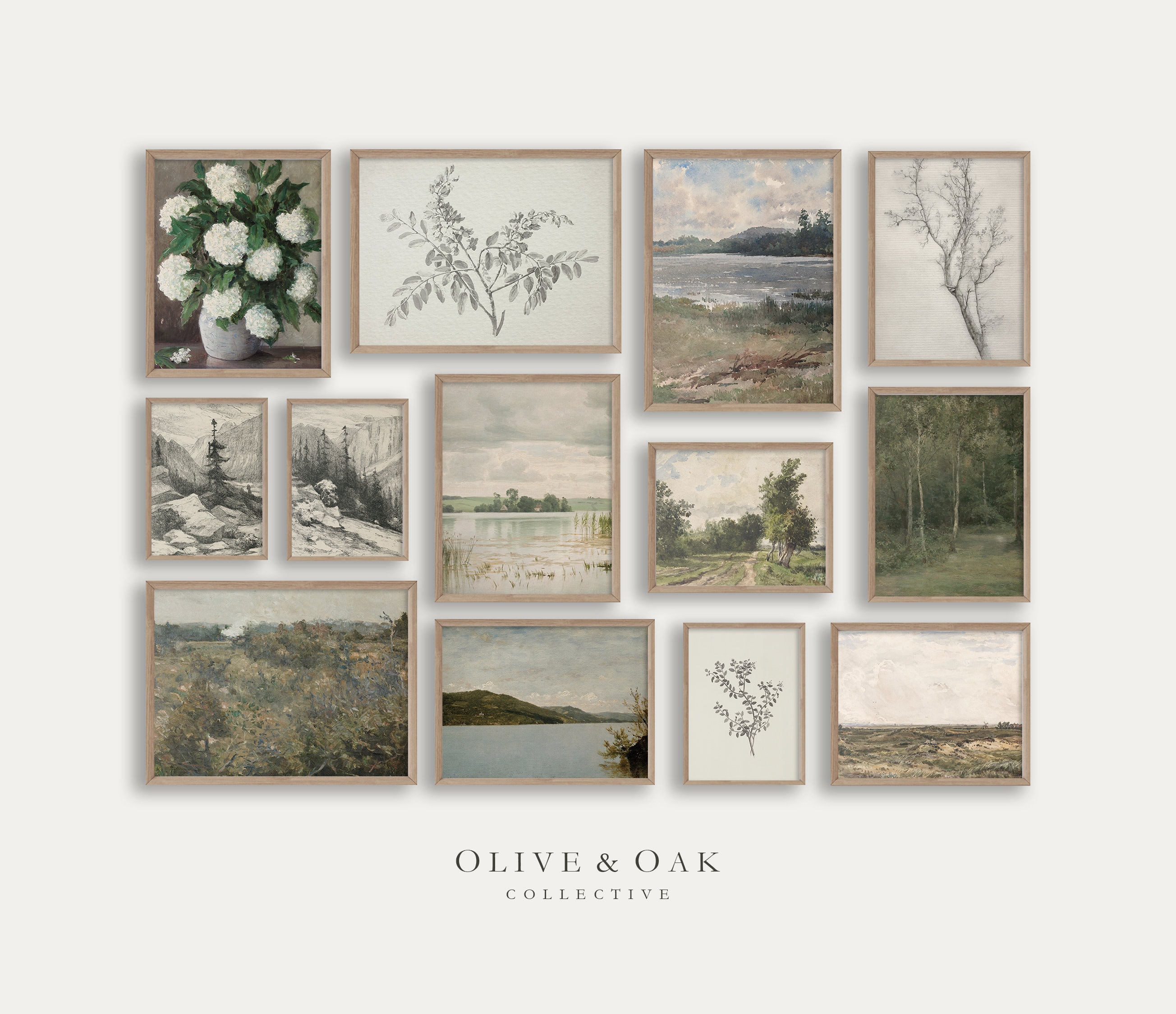 Vintage Farmhouse Gallery Wall Set Antique Landscape Wall Art PRINTABLE