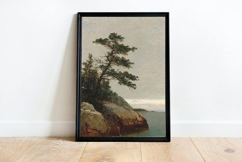 Coastal Landscape Painting / Vintage Pine Tree Print / Rustic Decor PRINTABLE / #253 image 7