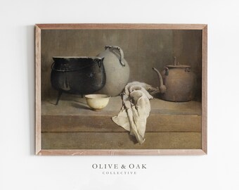 Farmhouse Kitchen Art Print / PRINTABLE Rustic Kitchen Painting / Vintage Artwork / #80