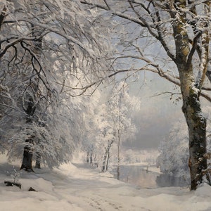 Winter Landscape Snow Painting / Nature Art Print / Downloadable PRINTABLE / #363 image 4