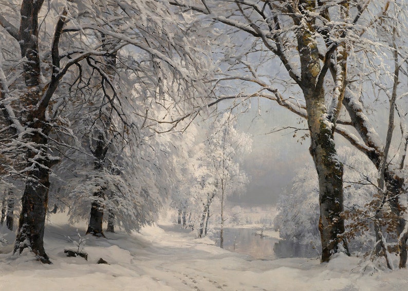 Winter Landscape Snow Painting / Nature Art Print / Downloadable PRINTABLE / #363 image 4