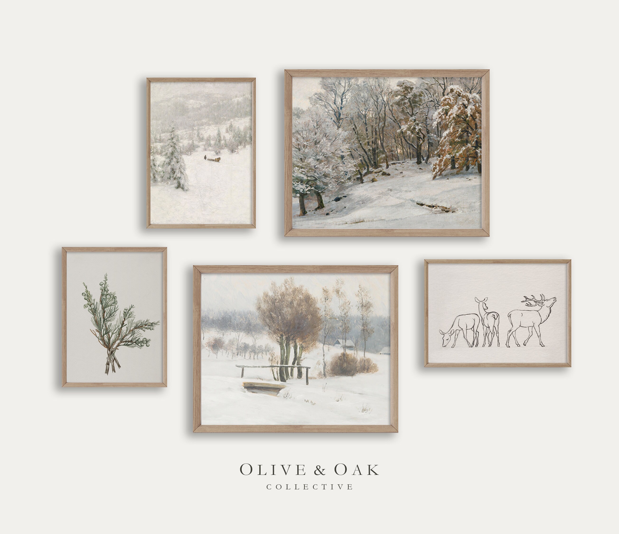 Winter Gallery Wall Print SET / Set of Rustic Snow Landscape - Etsy