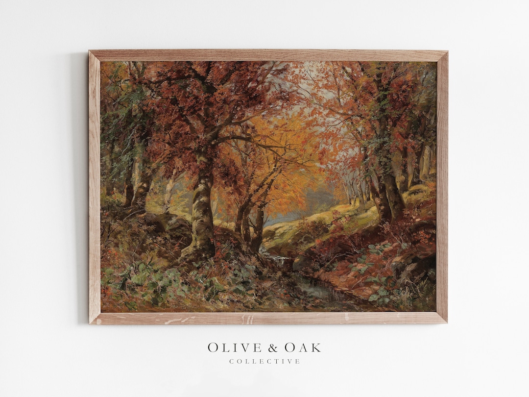Autumn Wall Art / Fall Landscape Painting / PRINTABLE Vintage Art ...