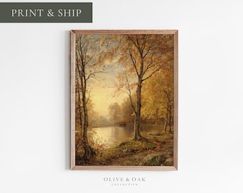 Autumn Landscape Painting / Fall Artwork / Printed or Framed Fall Art / #502-M