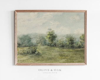 Country Landscape Painting / Vintage Art Print / Farmhouse Decor PRINTABLE / #229