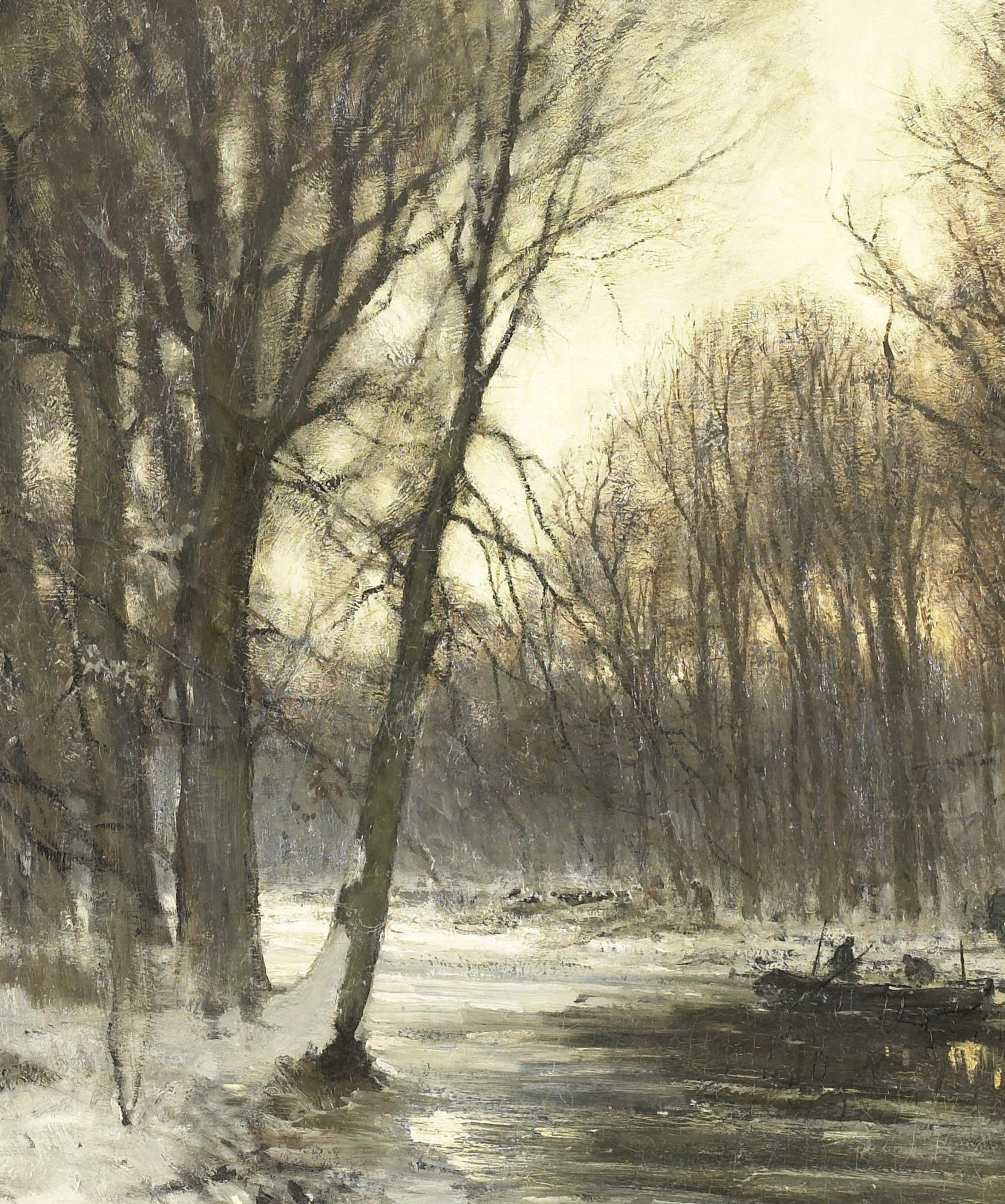 Winter landscape painting Vintage art print Snow landscape Etsy