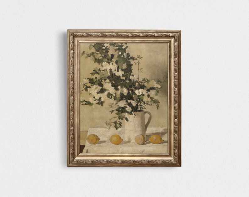 Peinture nature morte neutre / Impression d'art citron / Art vintage imprimable / Impression d'art déco cuisine traditionnelle / 535 image 5