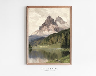 Mountain Oil Painting / Rustic Cabin Decor Landscape Painting / Boys Nursery Wall Art / Downloadable Art Print / #516