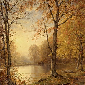 Autumn Landscape Painting / Downloadable Fall Artwork / Printable Fall Art / #502 image 3