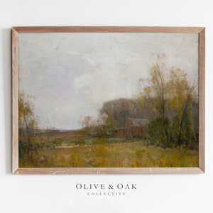Country Landscape Painting / Farmhouse Fall Decor / Autumn Wall Art PRINTABLE / #71