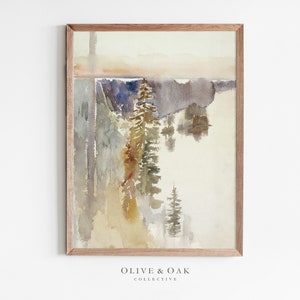Rustic Landscape Painting / Watercolor Abstract Landscape / Cabin Decor PRINTABLE / #435