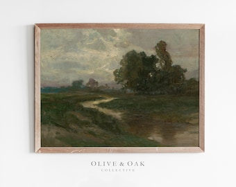 Vintage Farmhouse Wall Decor / PRINTABLE Landscape Painting / #56