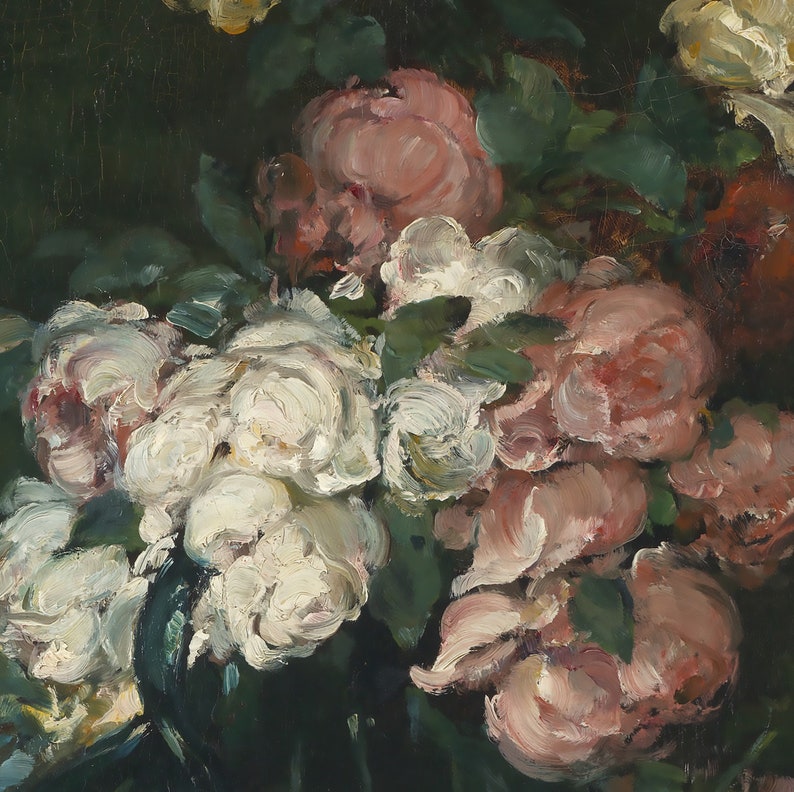 Moody Flower Still Life / Vintage Roses Painting PRINTABLE / #21 - Etsy