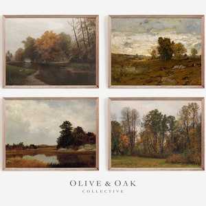 Autumn Landscape Art Print SET / Vintage Moody Wall Art Digital PRINTABLE / #G09